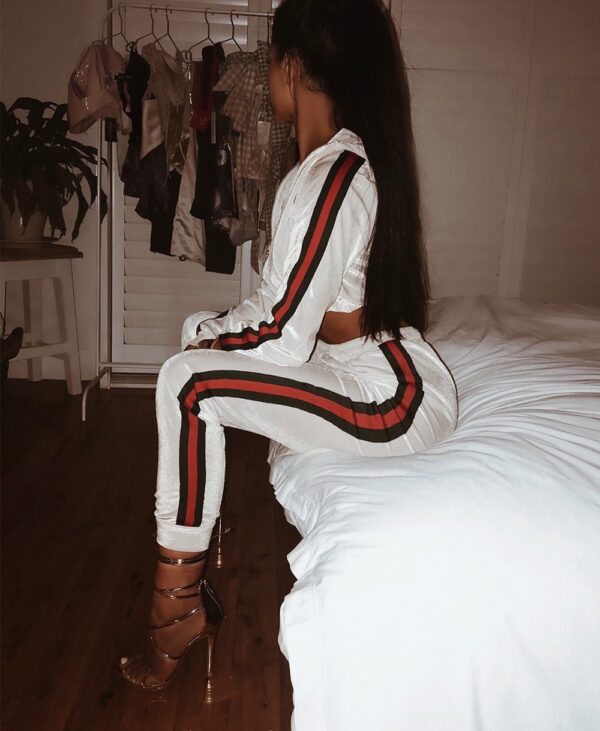 Luxury Velvet Tracksuit Set White