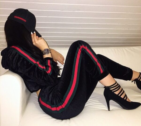 Luxury Velvet Tracksuit Set Black