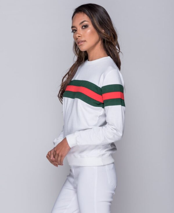 Stripe Detail Sweatshirt White - Bild 4