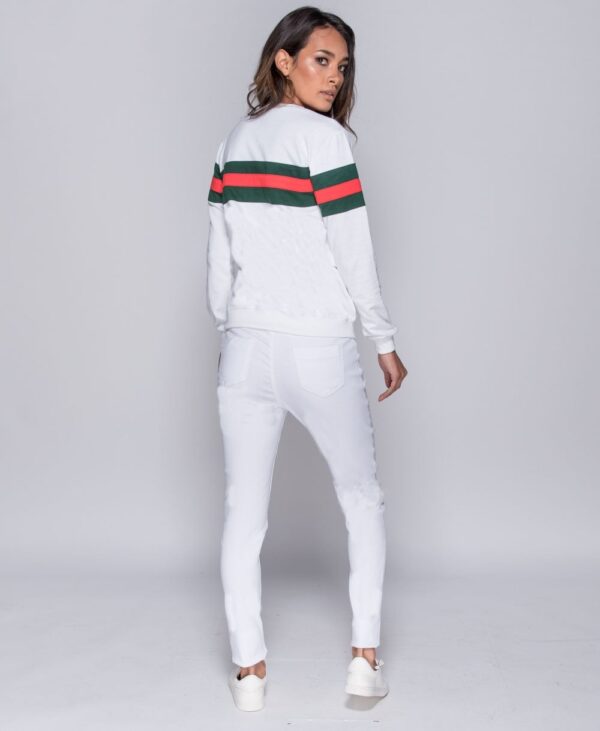 Stripe Detail Sweatshirt White - Bild 3