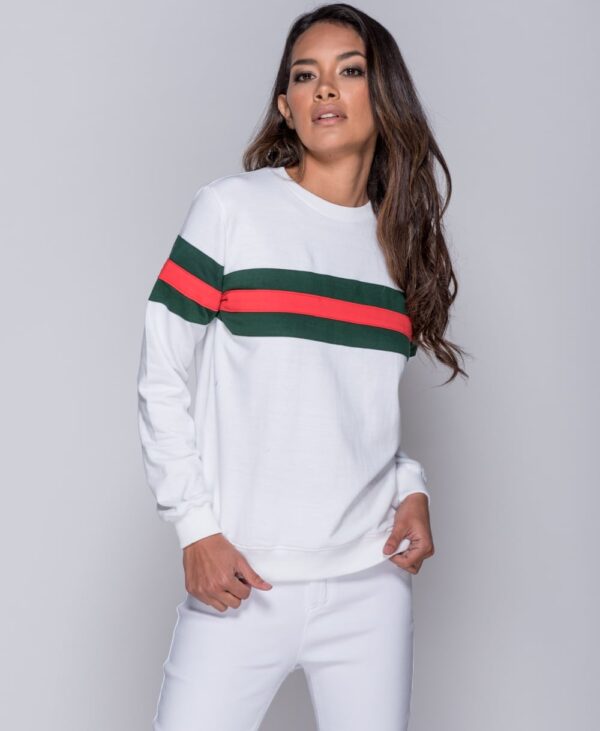 Stripe Detail Sweatshirt White - Bild 2