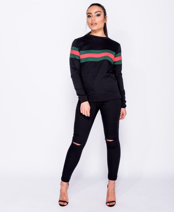 Stripe Detail Sweatshirt Black - Bild 3