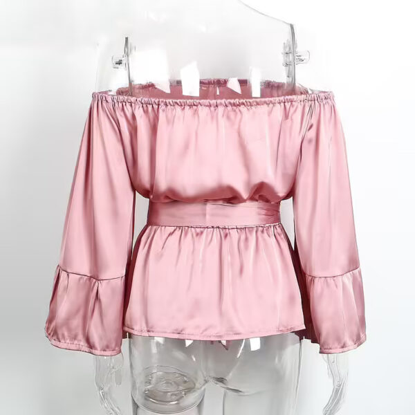 women clothes damkläder Off Shoulder Ruffle Blouse pink