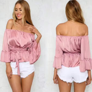 women clothes damkläder Off Shoulder Ruffle Blouse pink