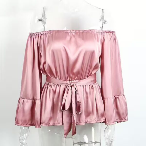 women clothes damkläder Off Shoulder Ruffle Blouse pink