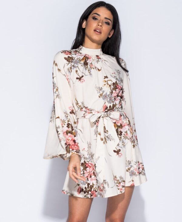 Floral Print High Neck Dress